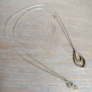 Ann Taylor LOFT  Double Teardrop Gold-Toned Pendant With Crystal Accent …